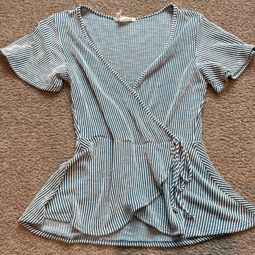 Caution To The Wind blue and White Striped Blouse